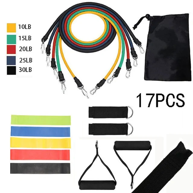 17 Pieces Resistance Bands Set